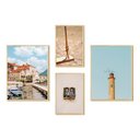 Ver imagem 3 de Kit 4 Quadros Vintage Foto Paisagens Antigas Bege para Sala