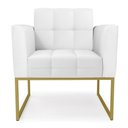 Ver imagem 4 de Kit 2 Poltronas Elisa Corino Branco Base Metálica Industrial Dourado - D'Rossi