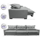 Ver imagem 2 de Sofá Retrátil e Reclinável 4.12m com Molas Ensacadas Cama inBox Prime Tecido Linho Cinza Claro