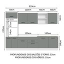 Ver imagem 4 de Armário de Cozinha Completa 310cm Branco/Cinza Agata Madesa 02