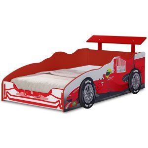Cama Solteiro com Proteção Lateral Carro Formula I Vermelho