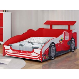 Cama Solteiro com Proteção Lateral Carro Formula I Vermelho - 2