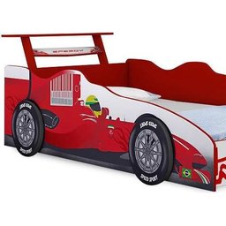Cama Solteiro com Proteção Lateral Carro Formula I Vermelho - 3