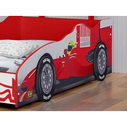 Cama Solteiro com Proteção Lateral Carro Formula I Vermelho - 4