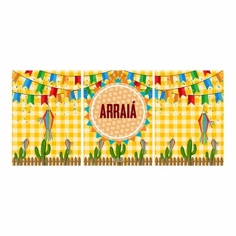 Kit 3 Quadro Decorativo Festa Junina Família São João Est3 28x20