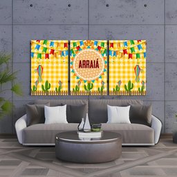 Kit 3 Quadro Decorativo Festa Junina Família São João Est3 28x20 - 3