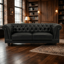 Ver imagem 3 de Sofá Chesterfield 3 Lugares 274cm Courino Premium Retrô Luxo Capitóné Sala Estar Recepção Escritório