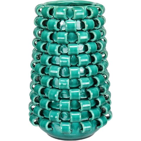 Vaso Decorativo Enfeite Casa Home&Co Cerâmica 30x19x19cm Verde