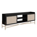 Ver imagem 2 de Rack Sala Retrô para Tv 65 Polegadas Tela Sintética 2 Portas Cor:nero com Dourado