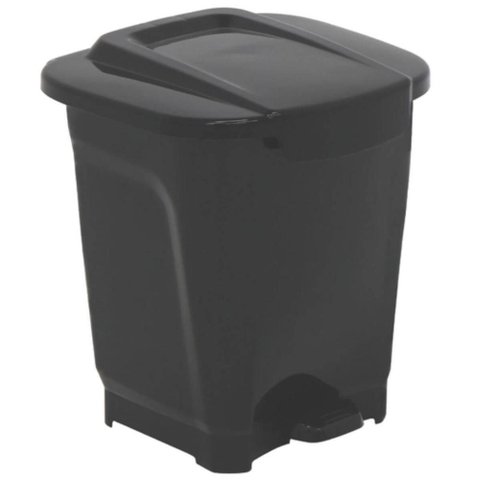 Lixeira Plástica Preta Tramontina com Pedal 15l para Cozinha Banheiro Área de Serviço T-force