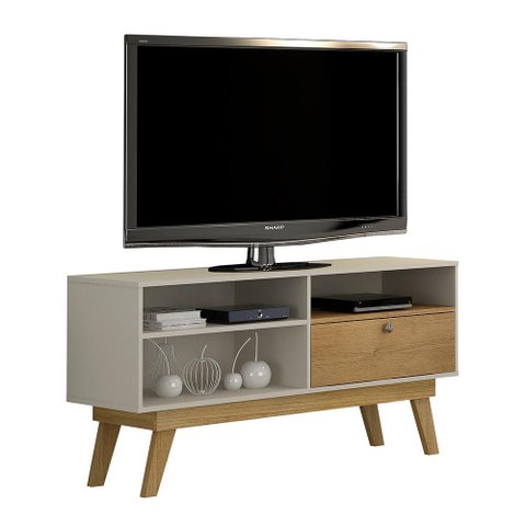 Rack Bancada Houston Off White/cinamomo para Tv até 50” - Valdemóveis