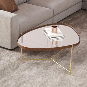 Mesa Centro de Sala Kingston Castanho Dourado