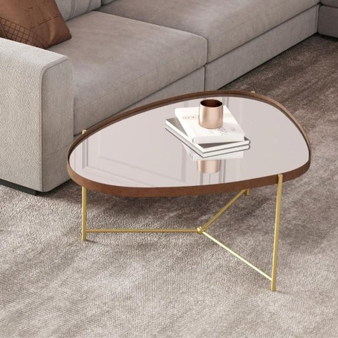 Mesa Centro de Sala Kingston Castanho Dourado