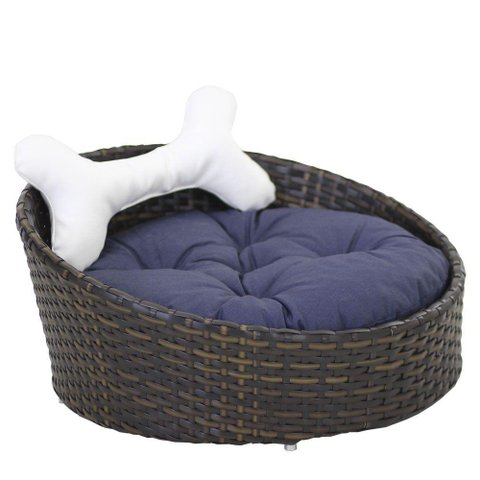 Cama Pet Chaise Redonda Fibra Sintética Alumínio Cão e Gato Trama Original Argila