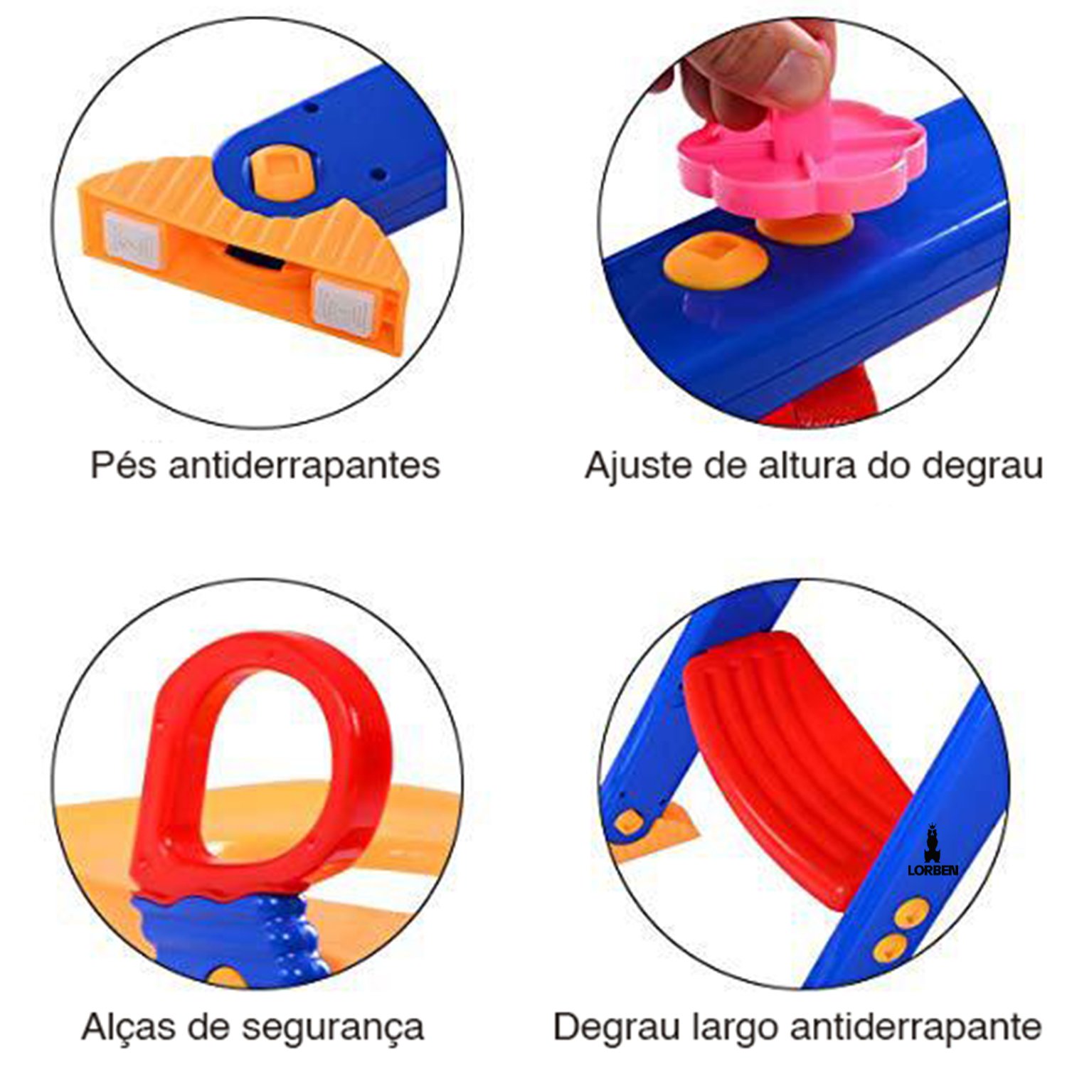 Assento Redutor Infantil com Escadinha Vaso Sanitário Lorben - 4