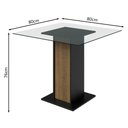 Ver imagem 2 de Mesa de Jantar Madesa Quadrada com Tampo de Vidro 5332A Preto/Rustic