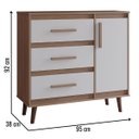 Ver imagem 2 de Cômoda Sapateira Mila 1 Porta 3 Gavetas Savana Off White Moblis