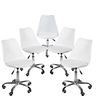 Kit 5 Cadeiras Secretária Giratória Regulável Branca com Base Cromada ? Conforto, Estilo e Funcional - 1
