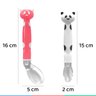 Kit Colher De Silicone Para Bebê Infantil +6 Meses Pandinha Buba - Rosa e Branco - 4