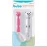 Kit Colher De Silicone Para Bebê Infantil +6 Meses Pandinha Buba - Rosa e Branco - 5