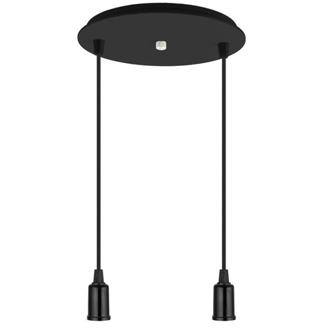 Pendente Industrial Cabo Tecido Duplo Cr E27 Vintage:preto
