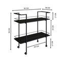 Ver imagem 5 de Carrinho Bar Industrial sem Porta 2 Prateleiras Aço e MDP 90cm Preto