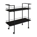 Ver imagem 4 de Carrinho Bar Industrial sem Porta 2 Prateleiras Aço e MDP 90cm Preto