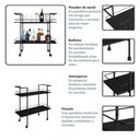 Ver imagem 2 de Carrinho Bar Industrial sem Porta 2 Prateleiras Aço e MDP 90cm Preto