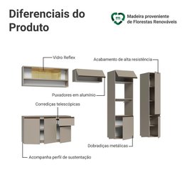 Armário de Cozinha Completa 300cm Suspenso Nice Madesa 07 - 4