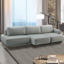 Ver imagem 2 de Conjunto Sala de Estar 1 Sofá Retrátil Modulado 372cm e 2 Poltronas Santiago Bouclê Cinza G89 - Gran