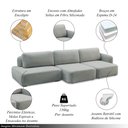 Ver imagem 4 de Conjunto Sala de Estar 1 Sofá Retrátil Modulado 372cm e 2 Poltronas Santiago Bouclê Cinza G89 - Gran