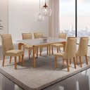 Ver imagem 1 de Mesa de Jantar Liz Yasmin 6 Lugares Retangular Vidro 180cm Off White Moderna