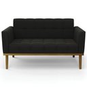 Ver mais imagens de Sofá Namoradeira e 2 Poltronas Base Madeira Castanho Ana Suede Preto - Ibiza