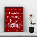 Ver imagem 1 de Quadro Cozinha Vermelha - Corações 24x18cm - com Vidro:moldura Branca