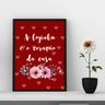 Quadro Cozinha Vermelha - Corações 24x18cm - com Vidro:moldura Branca - 1