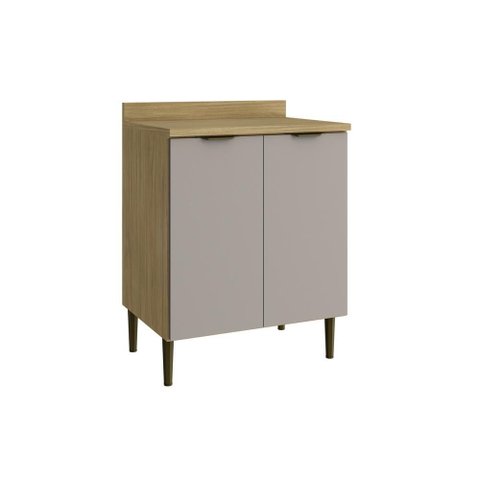 Balcão de Cozinha para Cooktop 2 Portas MDF Cinza Amadeirado 70x87 cm Casamia