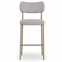 Ver imagem 3 de Kit 2 Banquetas Alta Sala de Jantar Lisa Pés Champanhe Linho Cinza m² - Monari Design