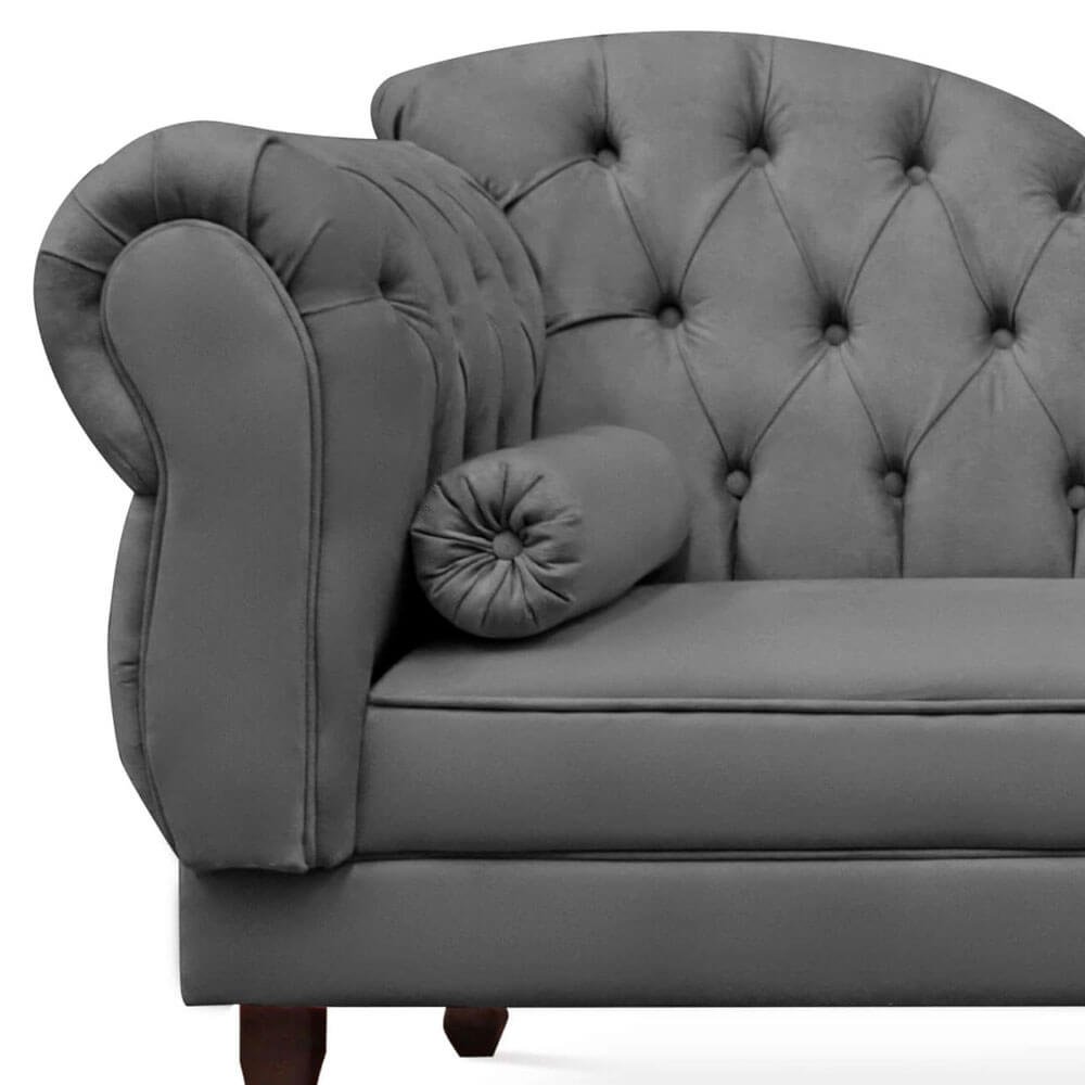 Divã Recamier Namoradeira Larissa 185cm com Capitonê - Direita Suede - Renascer Decor:Cinza - 2