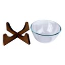Ver imagem 2 de Bowl de Vidro Borossilicato com Suporte de Madeira Acácia 23cm 1 Peça - Hauskraft