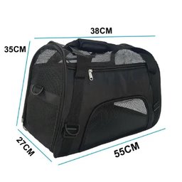 Bolsa Pet Mochila Transporte Gato Cachorro Canguru Dobravel Mala Viagem Passeio Carro Preta com Viso - 7
