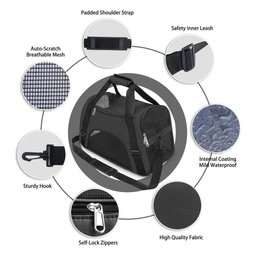 Bolsa Pet Mochila Transporte Gato Cachorro Canguru Dobravel Mala Viagem Passeio Carro Preta com Viso - 6