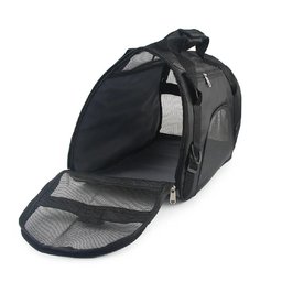 Bolsa Pet Mochila Transporte Gato Cachorro Canguru Dobravel Mala Viagem Passeio Carro Preta com Viso - 1