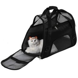 Bolsa Pet Mochila Transporte Gato Cachorro Canguru Dobravel Mala Viagem Passeio Carro Preta com Viso - 2