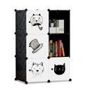 Ver imagem 1 de Organizador Infantil Modular 6 Nichos Estampa de Gatos Plastico e Fio de Aco Cromado 70cm