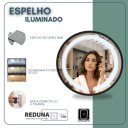 Ver imagem 4 de Espelho Redondo em Vidro Moldura 50cm em Alumínio - Iluminado com Led 3 Cores
