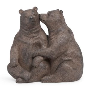 Escultura Decorativa Casal de Urso em Polirresina Mart 21cm:marrom