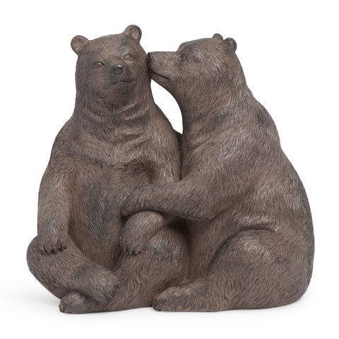 Escultura Decorativa Casal de Urso em Polirresina Mart 21cm:marrom