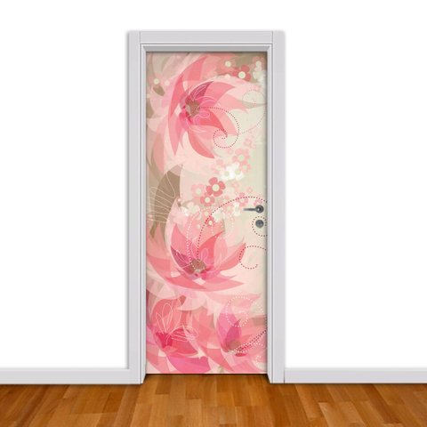 Adesivo de Porta - Abstrato Rosa - 73x213
