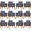 Ver imagem 1 de Kit 12 Poltronas Decorativas para Escritório Lis Corino e Suede Cores Pé Palito