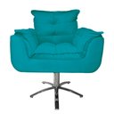 Ver imagem 1 de Conjunto 2 Poltronas Para Recepção Com Base Giratória de Metal Opala Suede Azul Turquesa - LM DECOR